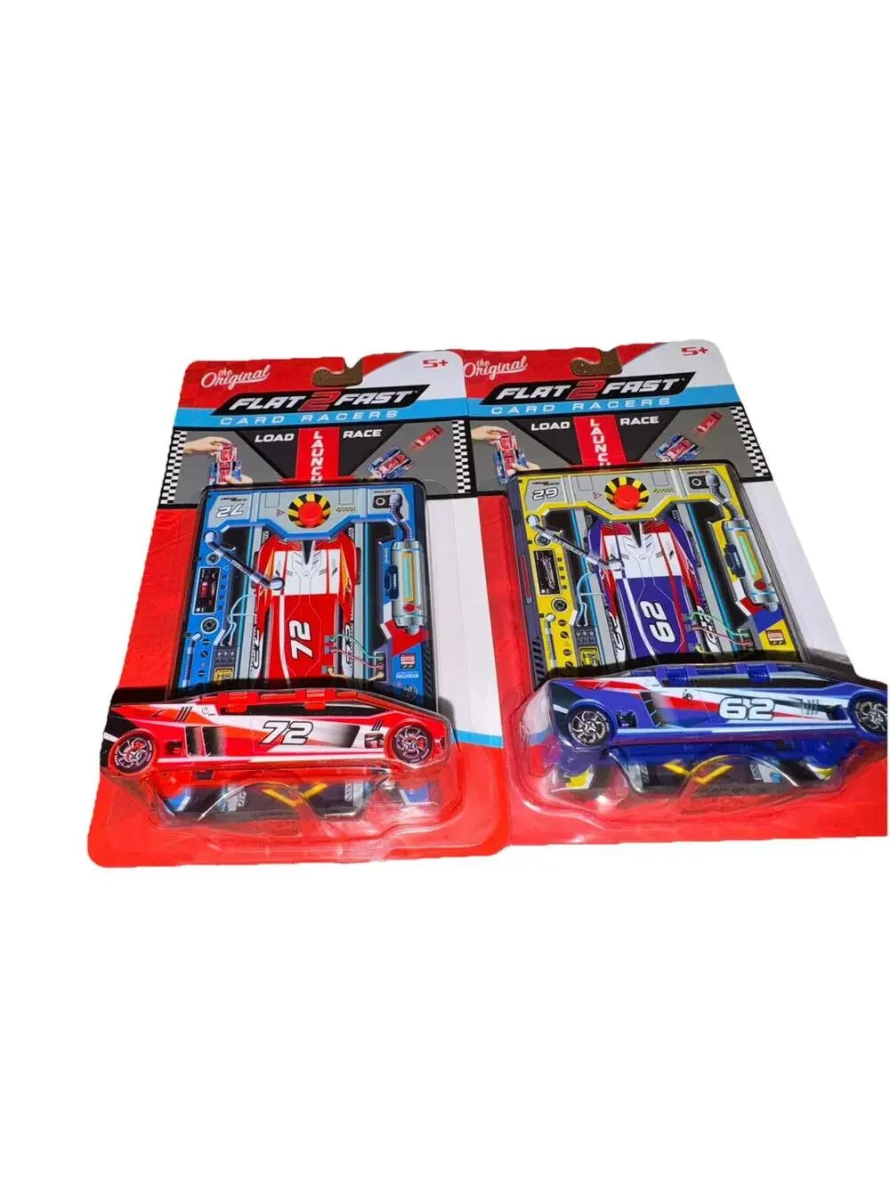 Luki Labs Original FLAT2FAST Card Racers Lot of 2 Blue #62 & Red #72 Brand New